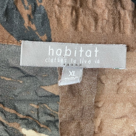 Habitat Clothes to Live In Brown Button Up Floral Crinkle Blouse XL - Picture 4 of 5
